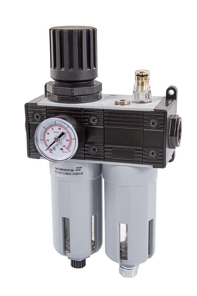 REGULADOR DE PRESIÓN CON FILTRO LUBRICADOR Y MANÓMETRO F-F 1/4”